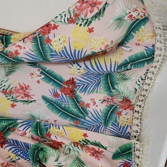 Fits S - large Floral Tropical kimono Coastal Beachy Vacation Lagenlook Bohemian - Picture 7 of 9